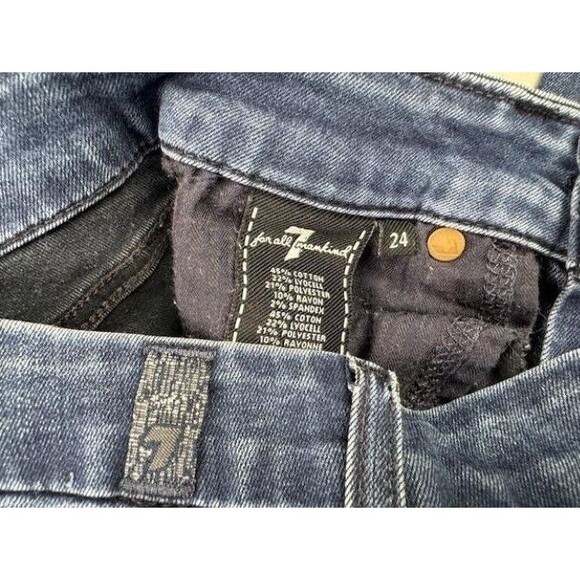 7 For All Mankind Size 24 WomensJeans Ankle Skinny Low Rise Stretch Med Wash - Picture 2 of 5
